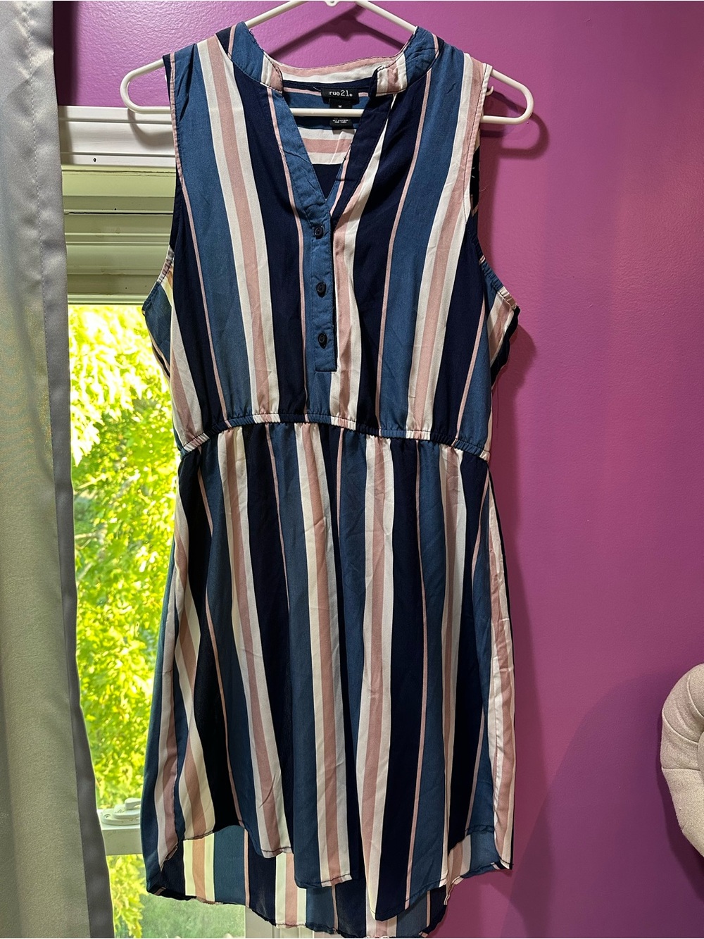 Rue21 Navy and Blush Striped Sleeveless Mini Dress